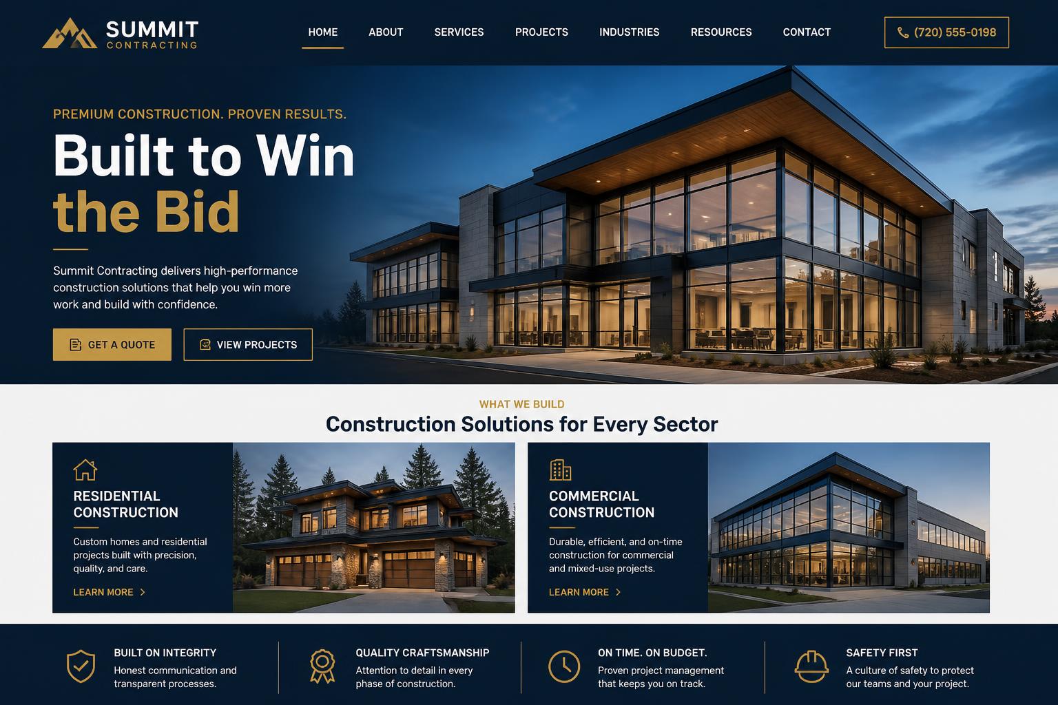 Summit Contracting website preview